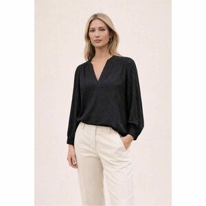 Rebecca Taylor Textured Sheer Long Sleeve Black Blouse Top 10 Office Career Silk